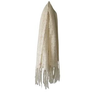 Hand Woven Cream Winter Scarf